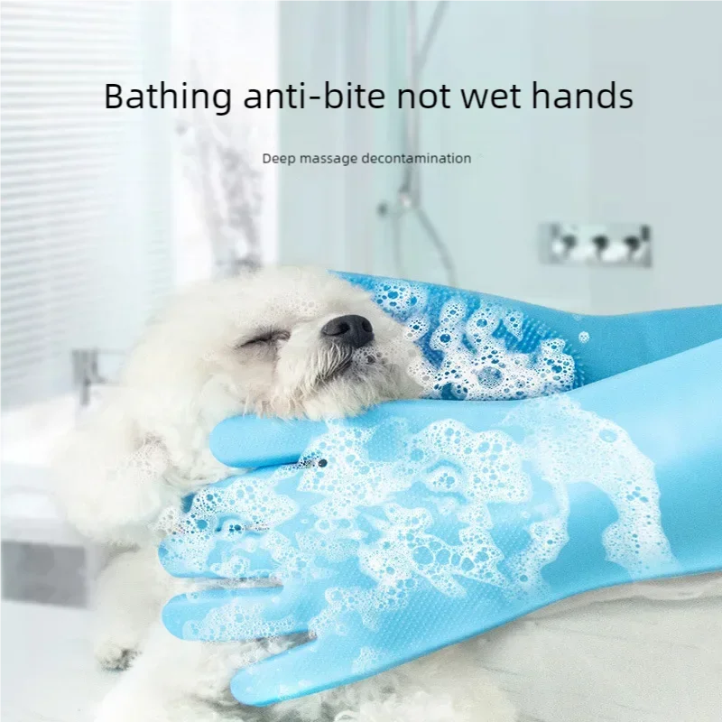 

Bathroom Dog Cats Bath Brush Massage Gloves Soft Silicone Comb Pet Accessories For Cat Shower Cleaning Tools Suppliers