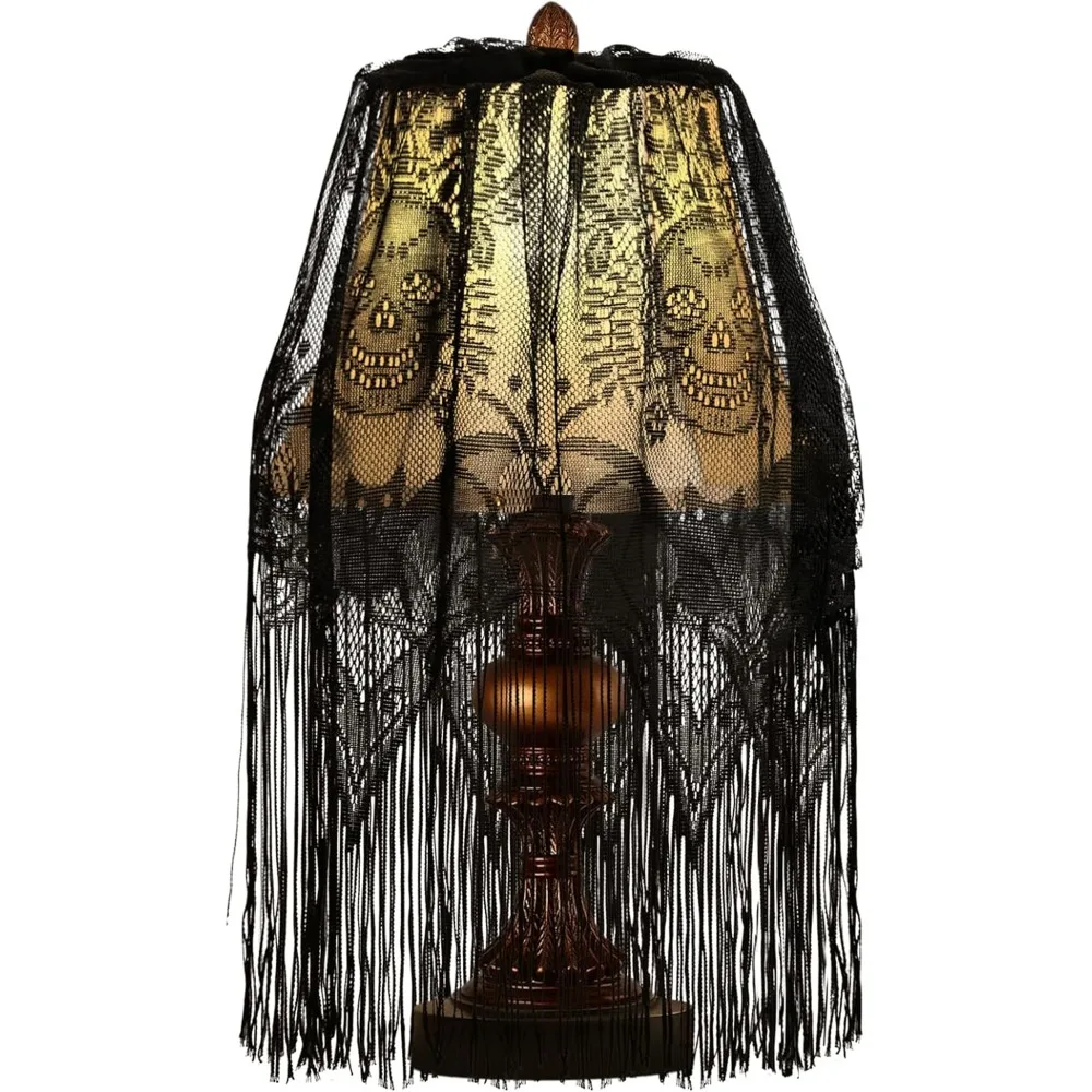 

Абажур для декора Хэллоуина, большой абажур в виде паутины 20 x 60 дюймов, черный кружевной чехол для внутренних и наружных украшений стола