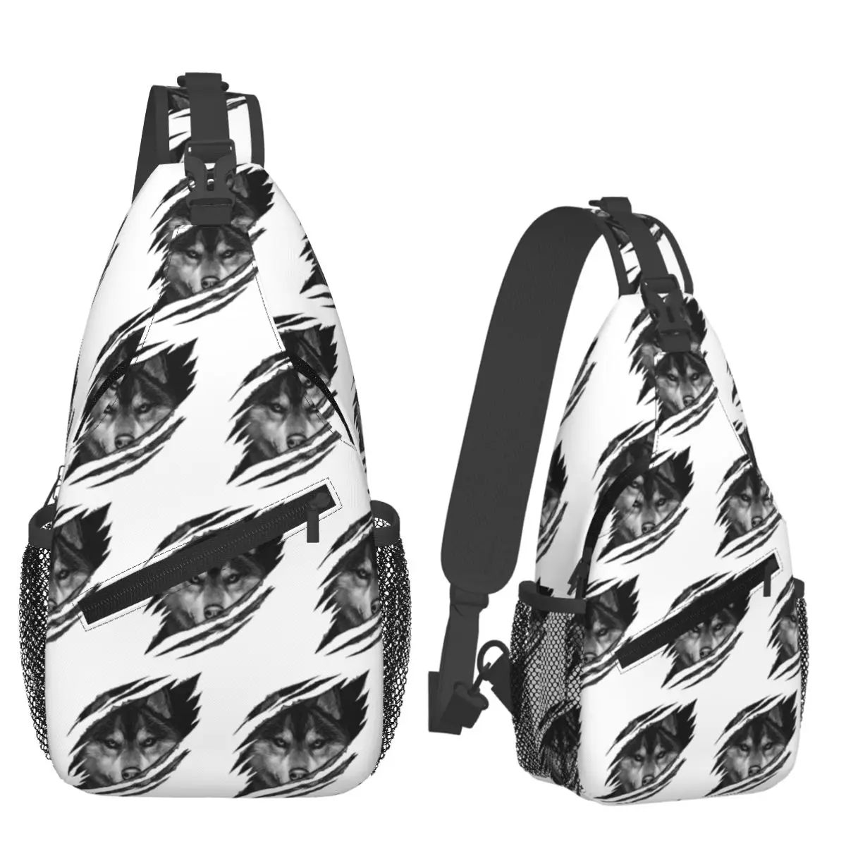 Cool Wolf RAR Design Chest Bag Men Sling Crossbody Backpack Chest Bag Travel Hiking Daypack Shoulder Bag