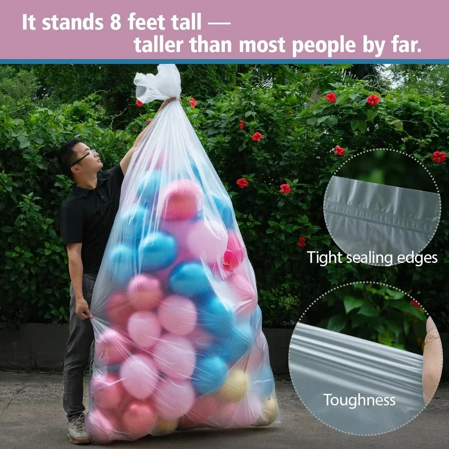4 قطع أكياس بالونات كبيرة جدًا للنقل 2 قطعة 59 × 98.4 بوصة + 2 قطعة 47.2 × 59 مثالية لزينة الزفاف وأعياد الميلاد