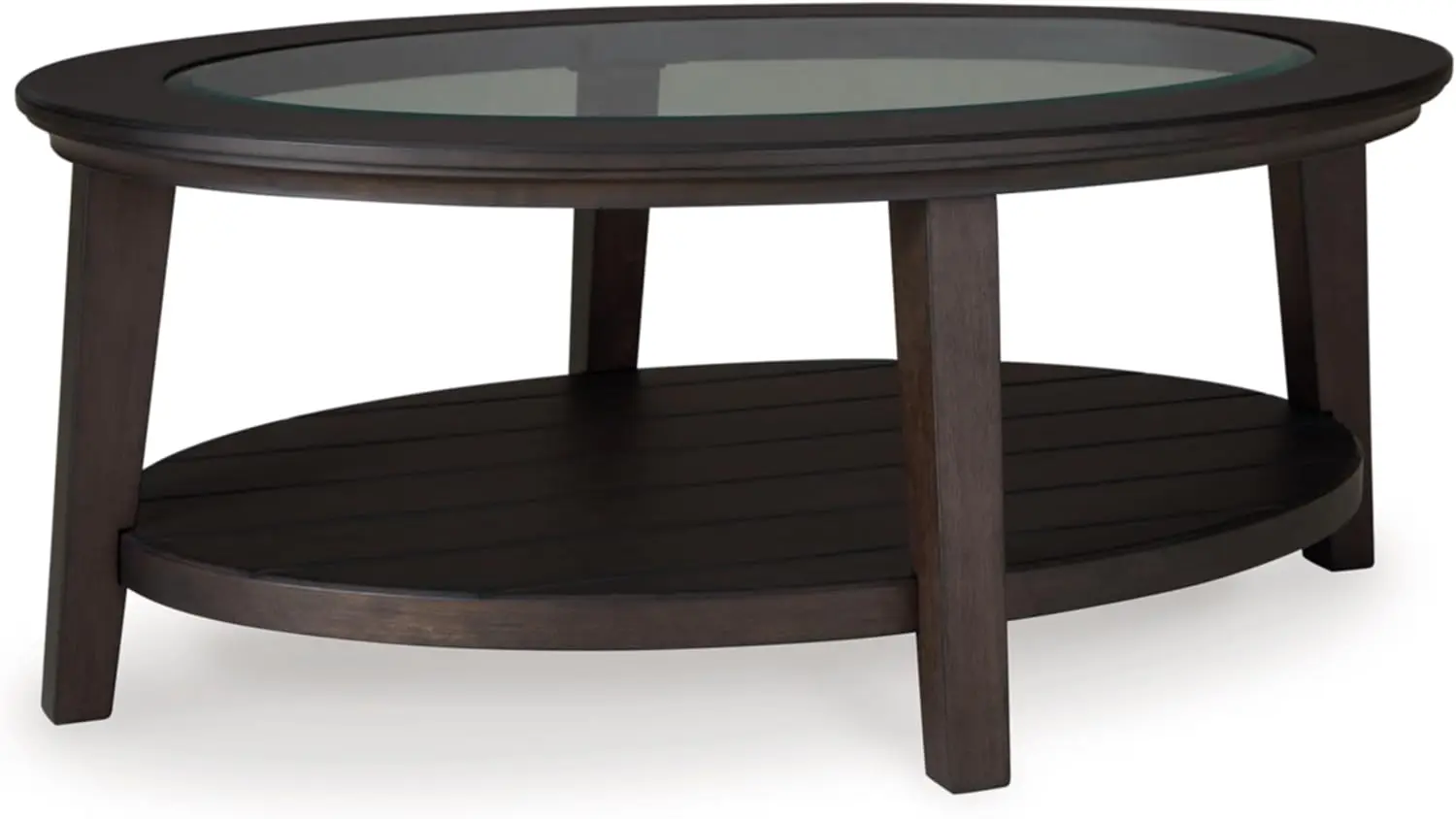 

Coffee Table with Tempered Glass Tabletop and Lower Shelf, Dark Brown & Glass