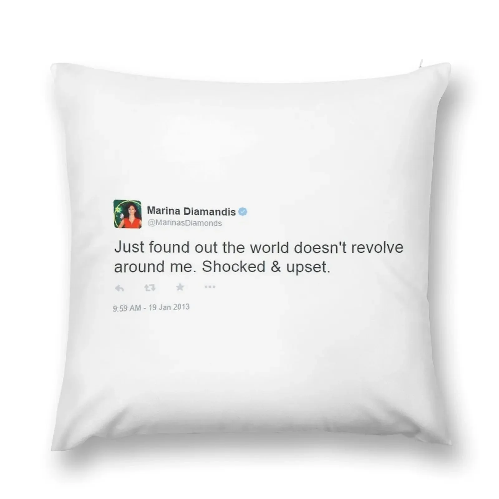 Just found out the world doesn't revolve around me. Shocked & Upset - Marina Diamandis Throw Pillow Sofa Cushions pillow