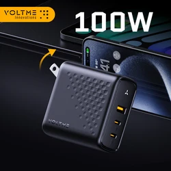 VOLTME 100W GaN Charger For Macbook Tablet USB Type C Charger Fast Charging Charger For iPhone 15 14 13 12 Quick Charge 4.0 3.0