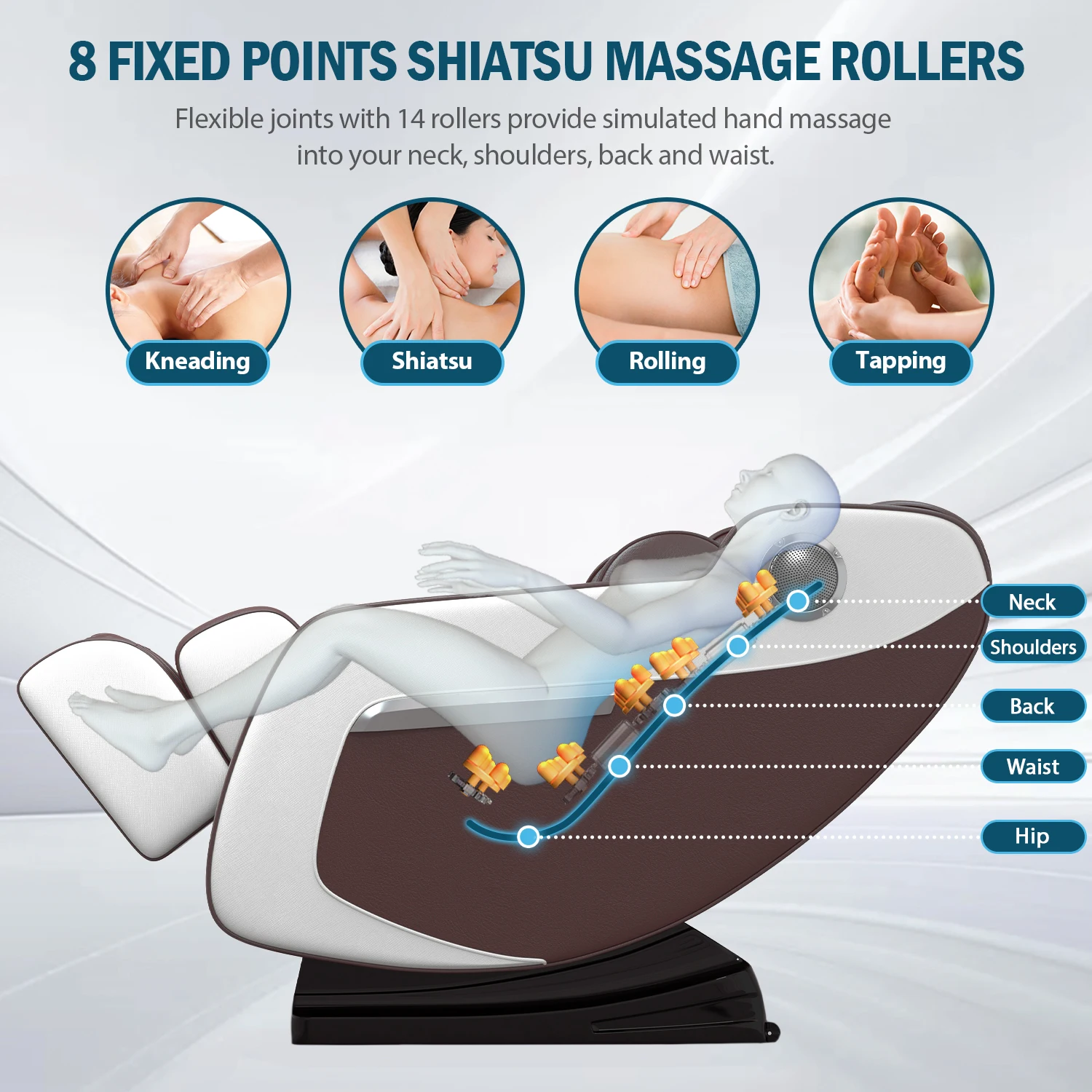 Massage Chair Recliner with Zero Gravity, Full Body Airbag Easy to Assemble with Bluetooth Speaker, Foot Roller