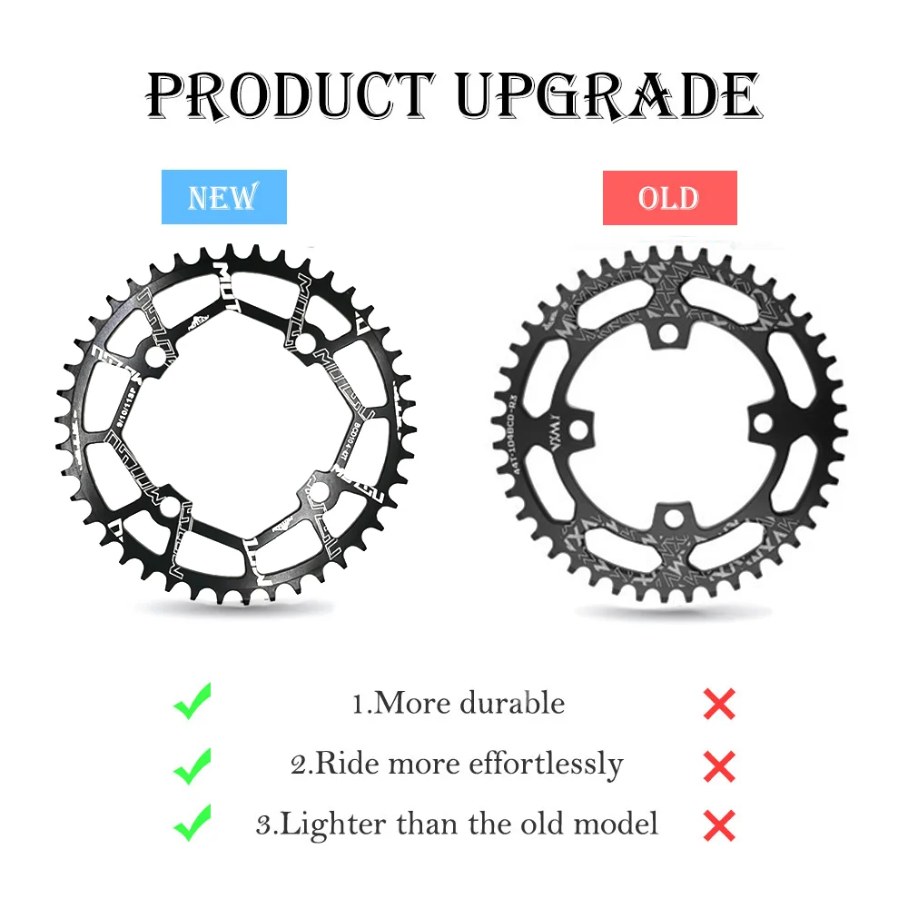 104BCD chainring 40T 42T 44T 46T 48T 50T 52T Narrow Wide Chainring Bicycle Chainring Round Oval MTB Bike For Shimano 8-12S