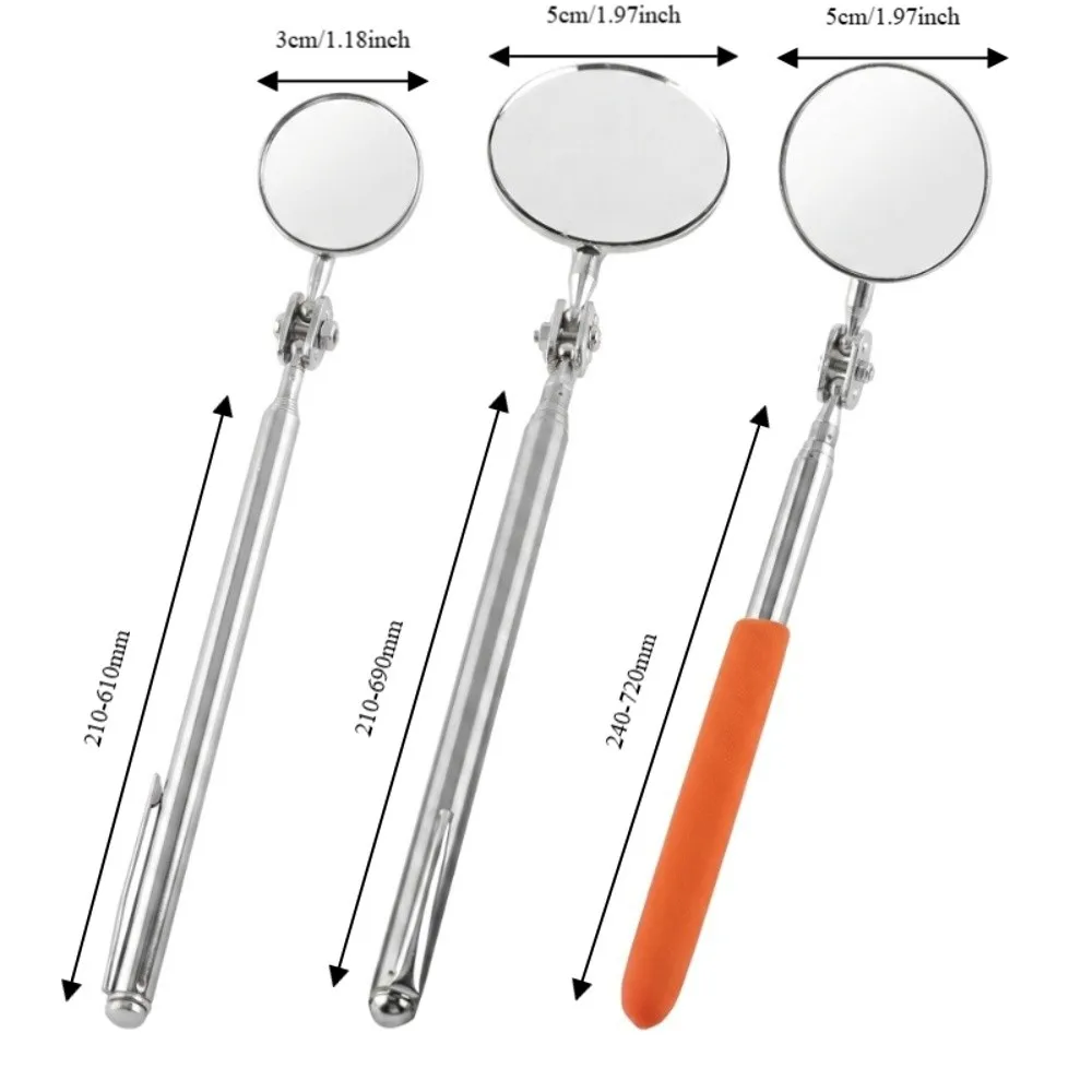 Telescopic Telescopic Inspection Mirror Swivel Head Anti-Slip Extending Detection Mirror Multiple Sizes 360 Rotation