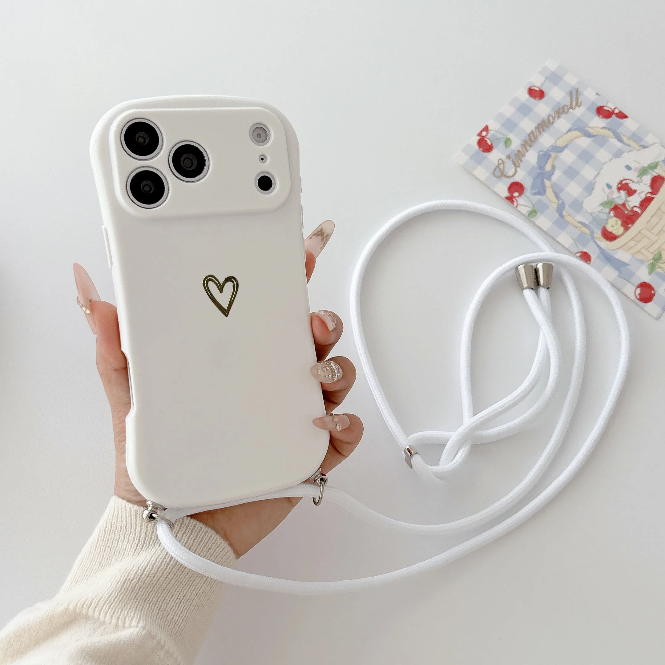 Creative Trendy Phone Case With Heart & Crossbody Lanyard For IPhone 18 17 Air 16 15 14 13 12 11 Pro Max Plus Anti-Lost Cover view 4