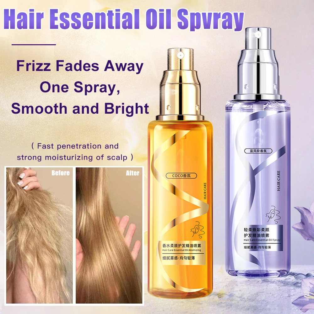 100ml Hair Essential Oil Spray Frizz Control Hair Oil Prevent Hair Loss Smooth for Nourishing and Smoothing Dry Damaged HairCare