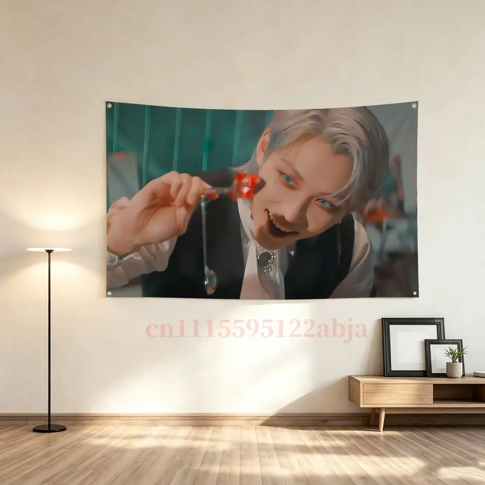F-Felix Lee S-SKZ Flag Tapestry Poster Banner For Bar Beer House College Dorm Room Art Music Tapestry Banner Gift