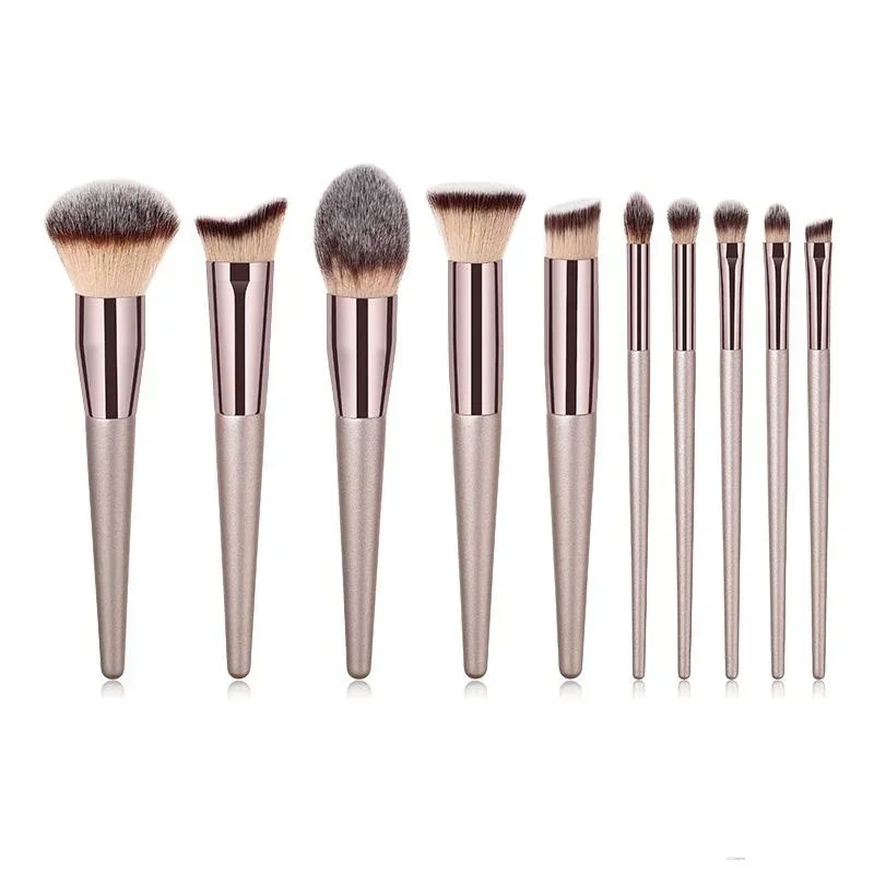 Makeup brush set, foundation make-up brush, powder blusher fiber pen, professional makeup tools, beauty cosmetics, 10 pieces