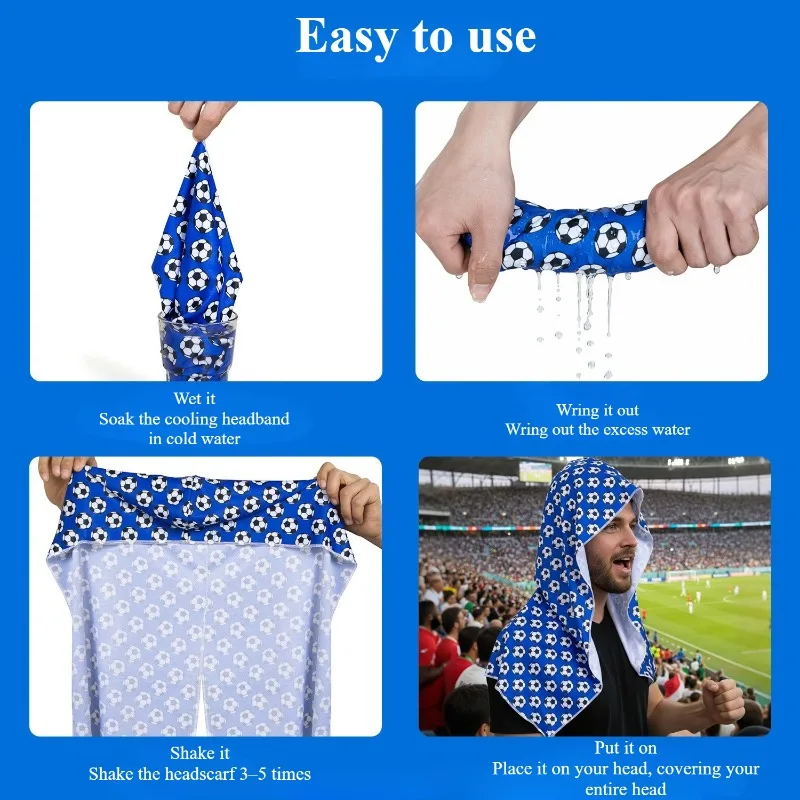 Football Fan Gear: U-shaped Sun-Protection Cooling Headband – Quick-Drying Cooling Towel, Designed for Half-Up Hairstyles