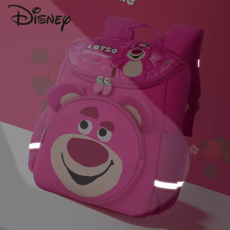 Disney Strawberry Bear Original New Girls Backpack Luxury Brand Girls\' School Bag Cartoon 3D Fashion Children Cute School Bag