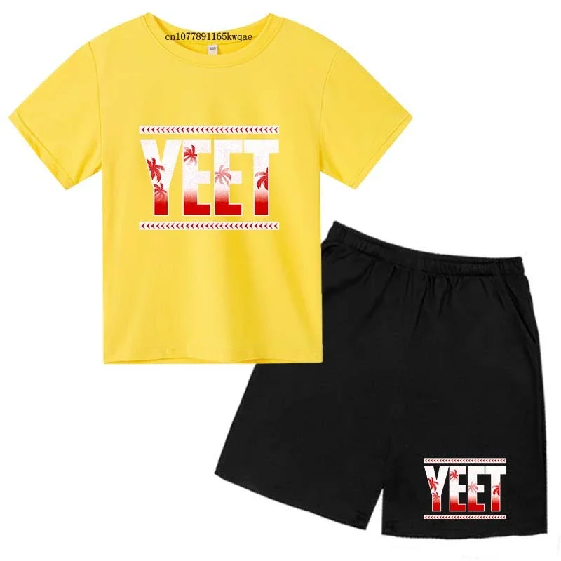 

2026 Kids Letter Print Outfits 2Pcs Set Boys Girls Summer Breathable T-Shirts + Shorts Sports Streetwear Soft Casual Daily Wear