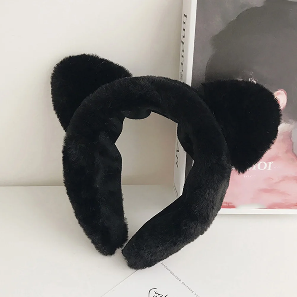 2 Pcs Hair Bands Plush Cat Ear Headband for Washing Face Accessories Girls Elastic Women Skincare Headbands White Miss