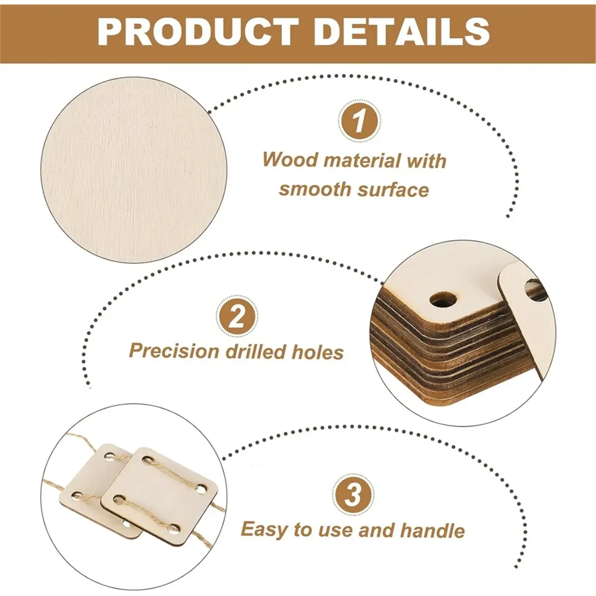 DT57 LATEST MODEL 36pcs Wooden Weaving Card, 4 Holes 2x2 Inch Square Tablet Weaving Cards for Knitting Kit Supplies, DIY Knittin