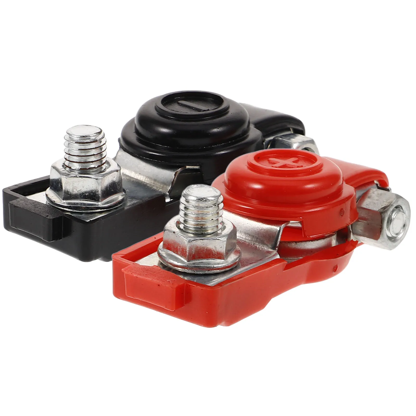 

2pcs Car Connectors Terminal Clamps Zinc Alloy Cable Ends Clips for Auto Positive Negative Red Black Protective Cover