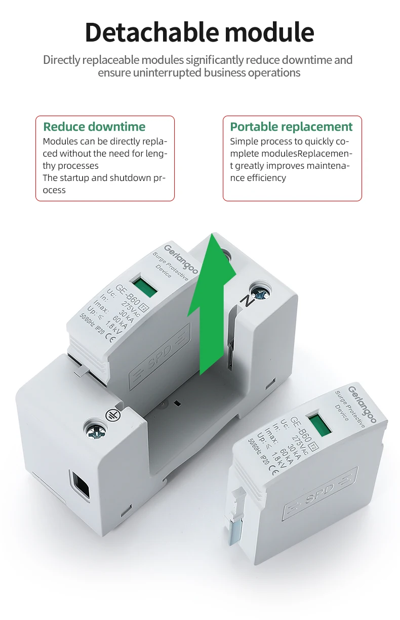2P 4P AC SPD 20KA 30KA 80KA 100KA ﻿ Haus-Blitzschutzgerät Niederspannungs-Ableiter 40KA 60KA 275V 385V – Detail 10