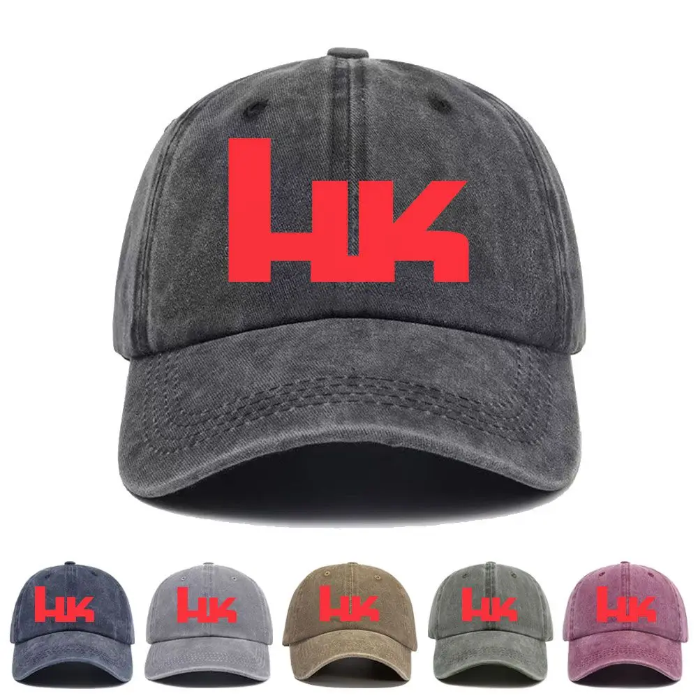 Vintage Washed Baseball Cap Heckler And Koch No Compromise Print Graphic Unisex Streetwear Casual Trucker Style Cotton Hat