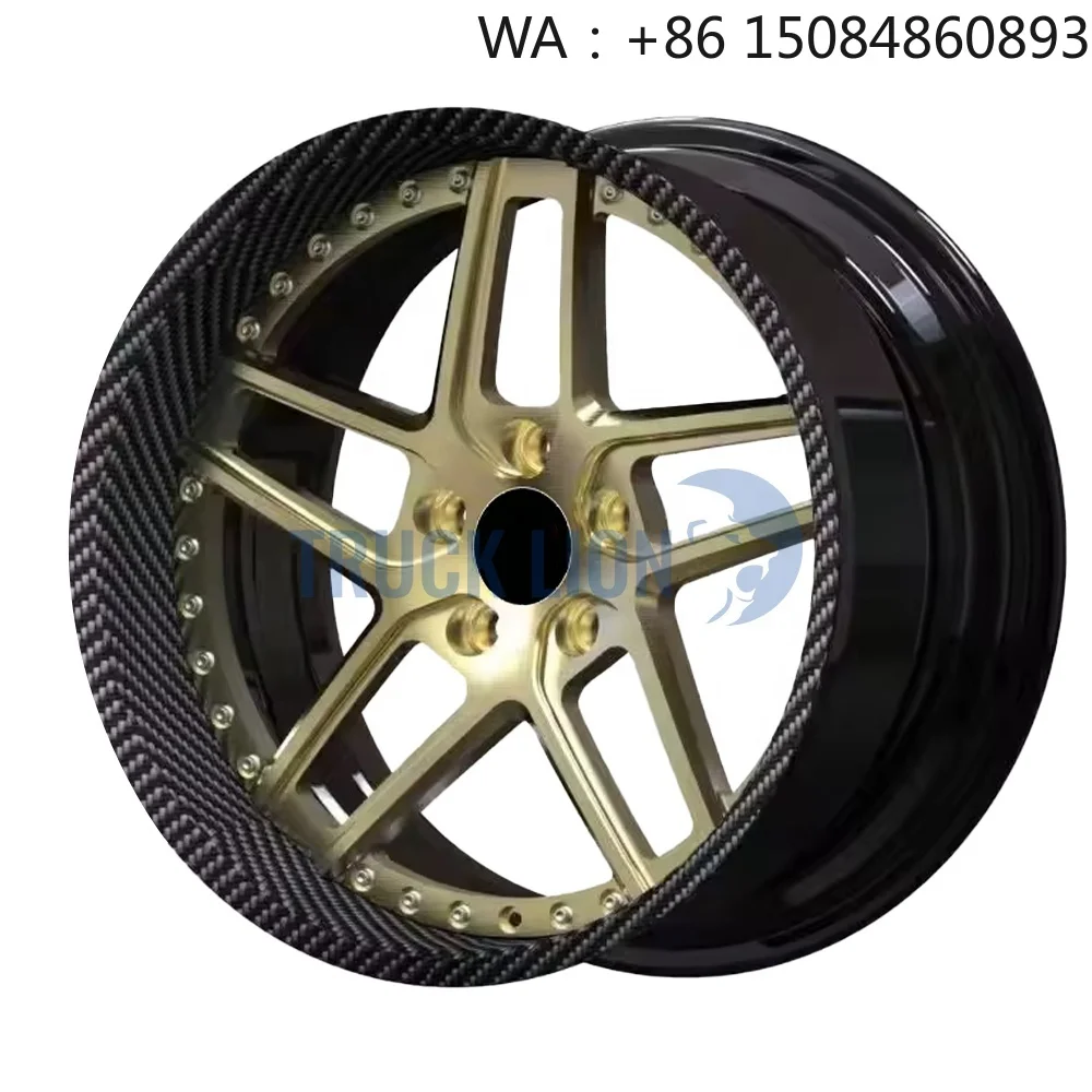 Two Piece Multi Split Spoke Forged Wheel Rim, 17-22 Inch Carbon Fiber Alloy Hub, High Strength Auto Replacement Parts