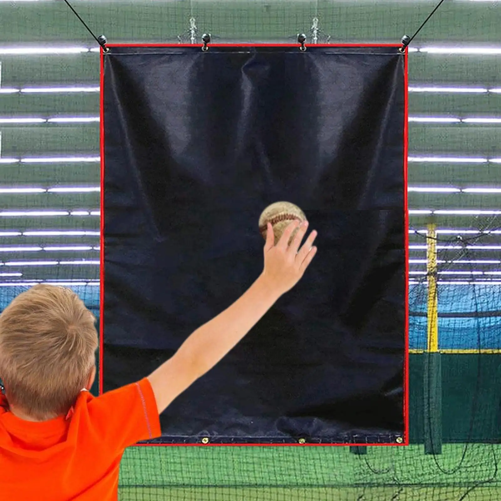 

Baseball/Softball Backstop Black Batting Cage Backdrop and Net Saver Durable Facility Backstops for Pitching Outdoors
