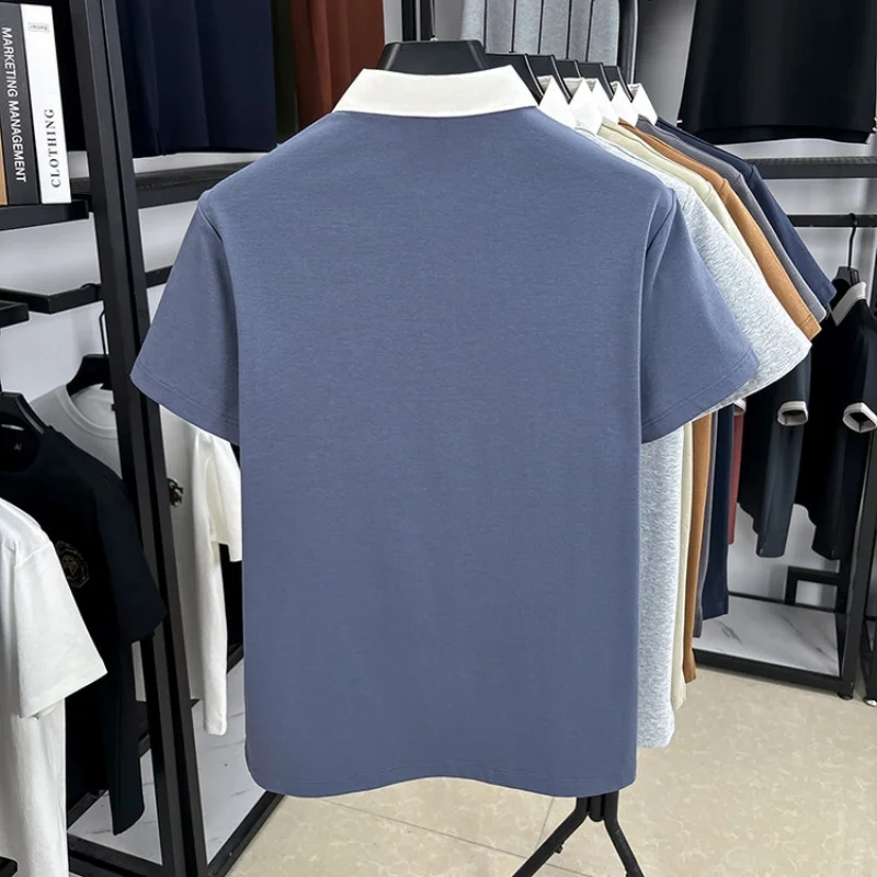 Men's Summer High-Quality Short-Sleeved Polo Shirt. Shirt Collar Half-Sleeve Skirt Hem Slit T-Shirt Casual Breathable Clothing