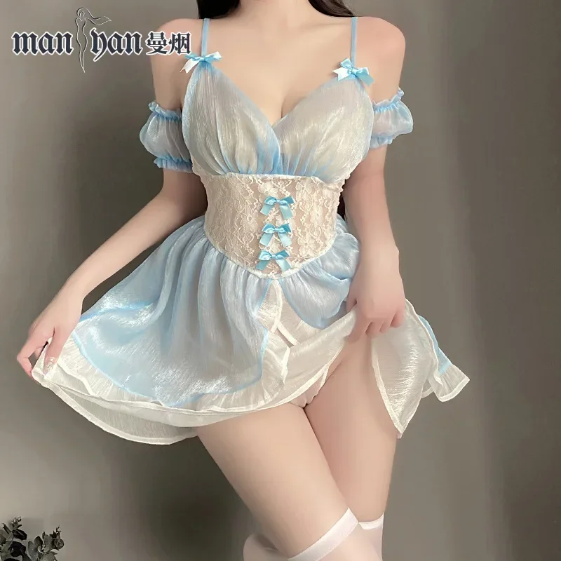 اليابانية حبال العميق الخامس فستان الخادمة أنيمي تأثيري حلي Kawaii لوليتا فتاة الأميرة حفلة المرحلة ازياء شبكة مقهى خادم Ou MN3