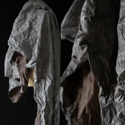 Grey Leather Fabric Wrinkles Gradient Texture Creative Designer Wholesale Cloth Apparel Diy Sewing PU Polyester Material