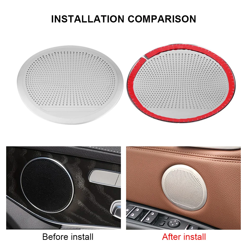 4PCS Stainless Steel Door Trim Horn Cover Car Audio Speaker Door Horn Mesh For BMW X5 X6 F15 F16 2014-2018