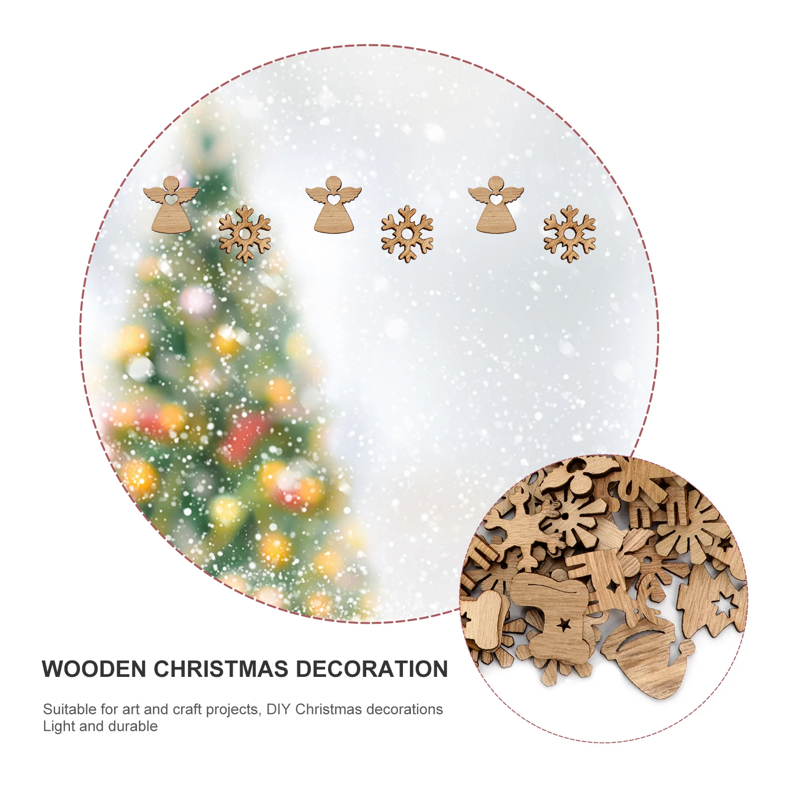 

100pcs 1 Bag Retro Wood Slices Christmas Tree Hanging Ornament Diy Craft Decor For Home Festival Party Xmas Wood Decor Slices
