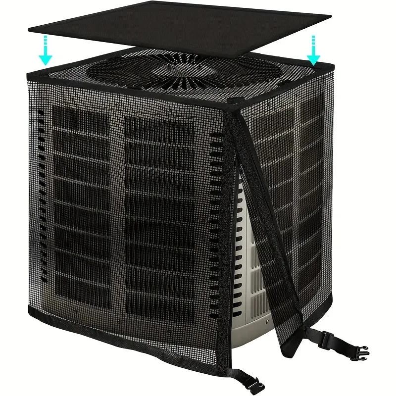 

All-Weather Heavy-Duty AC Cover, Detachable Waterproof Top & Full Netting for Airflow, Protects from Debris, Rain, Snow