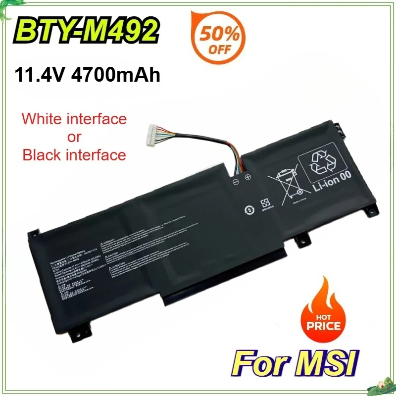 

BTY-M492 Laptop Battery for MSI Pulse GL66 GL76 GF76 GF66 11UDK 11UEK 11UCK,Sword 17 A11UD Bravo 15 B5DD-200PH Katana 4700mAh
