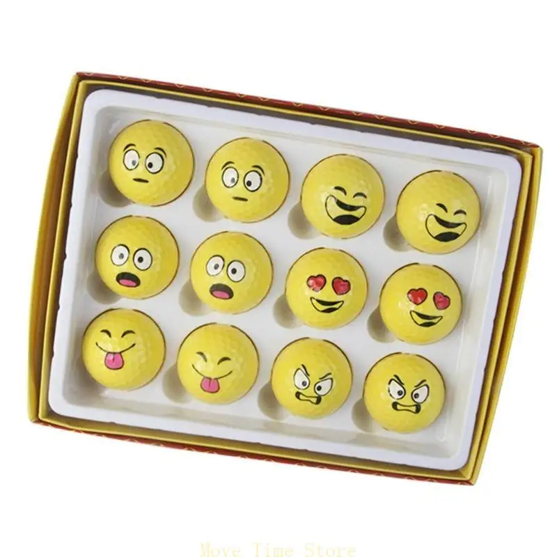 

92ME 12Pcs Emotion Face Golf Balls Sports Stress Balls for Men Women School Reward