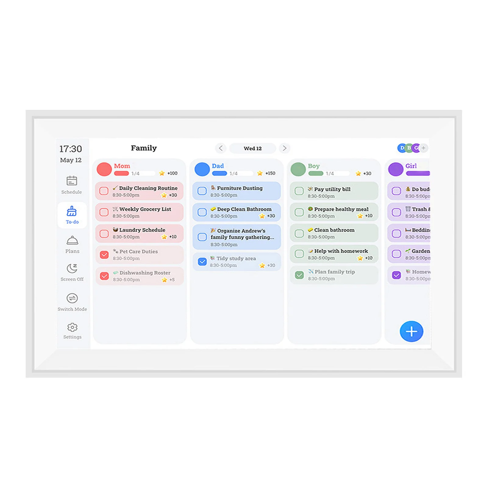 Digital Calendar Chart 15.6 Inch 1080P FHD Interactive Touchscreen Wall Desk Mount Electronic Smart Family Digital Photo Frame
