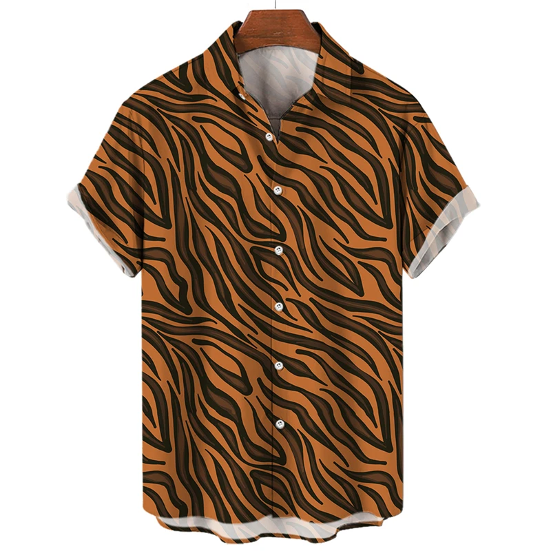 Camisas informales de manga corta para hombre, ropa holgada con estampado de Tigre, ropa de calle de moda Harajuku, camisas Hawaianas, 2023