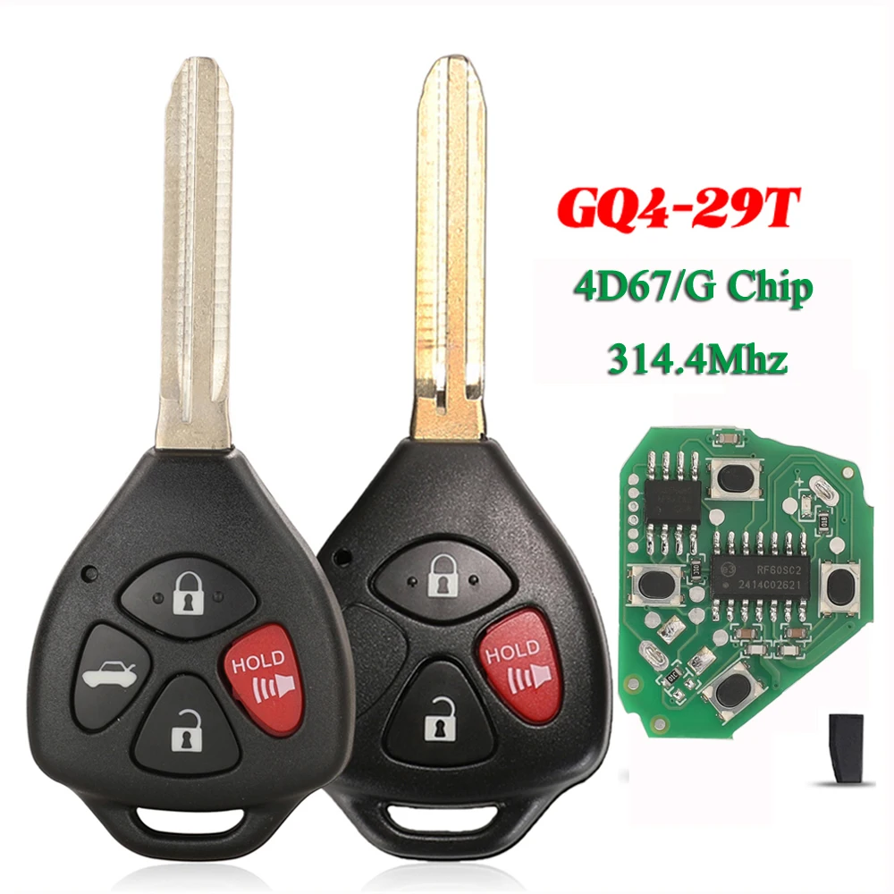 Jingyuqin 4D67/G Chip HYQ12BBY 314,4 Mhz llave de coche remota para Toyota Camry Avalon Corolla Matrix RAV4 Venza Yaris Fob opcional