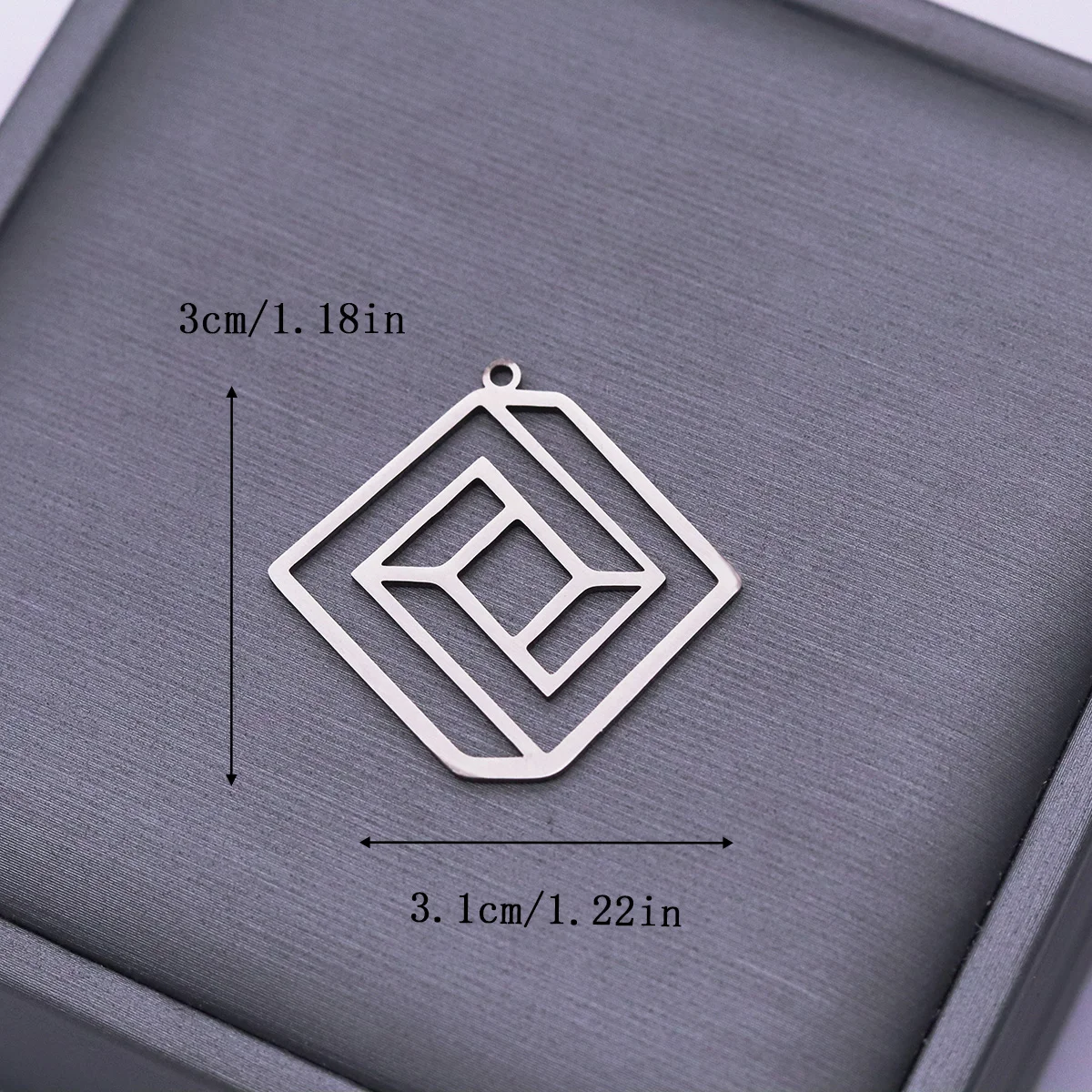 3pcs Cube Square Pendant Stainless Steel Geometric Charm For Jewelry Making Women DIY Earring Necklace Accessories
