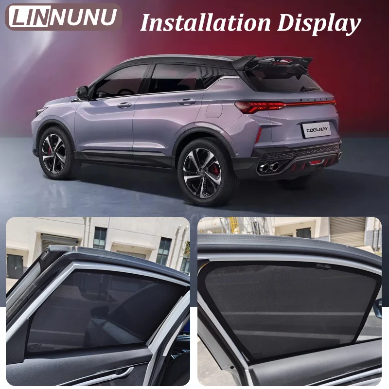 LINNUNU Magnetic Car Sunshades Windshield Parasol Curtain Side Windows Sun Shade Protector For Geely Coolray SX11 Accessories
