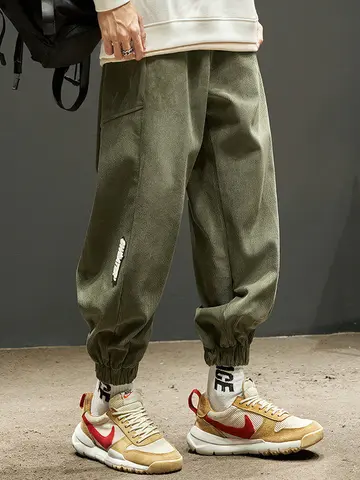 코듀로이 Japenese 조깅 바지 남성 헐렁한 캐주얼 긴 바지 발목 길이 스포츠 운동복 Y2k Techwear 2025 New