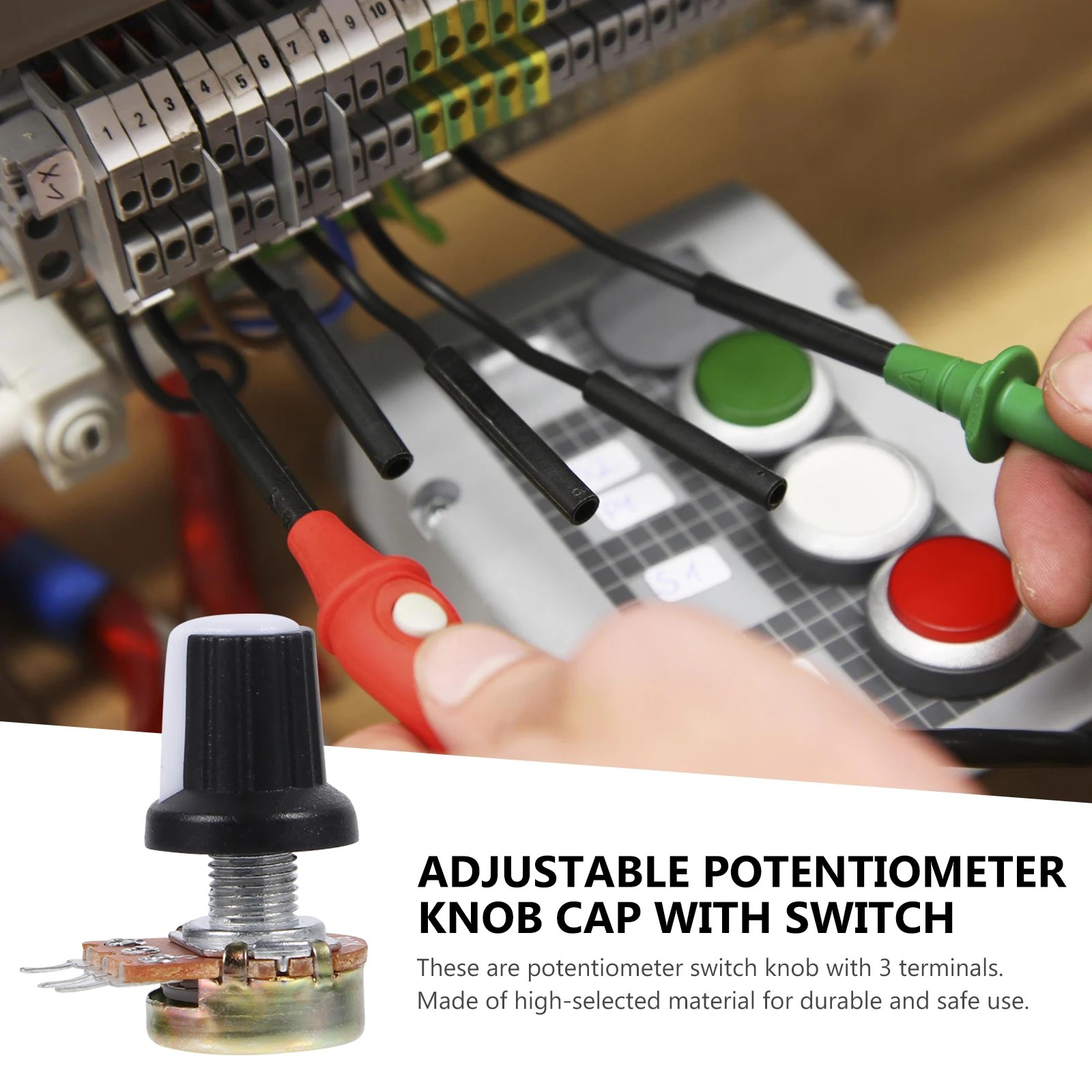 10 Pcs Potentiometer Knob Cap Adjustable Linear Taper Rotary with Switch Plastic Knurled Shaft