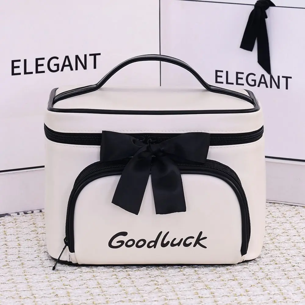 Elegant Bowknot Decoration Makeup Bag Large Capacity Waterproof Washing Bag Portable Toiletry Bag Home