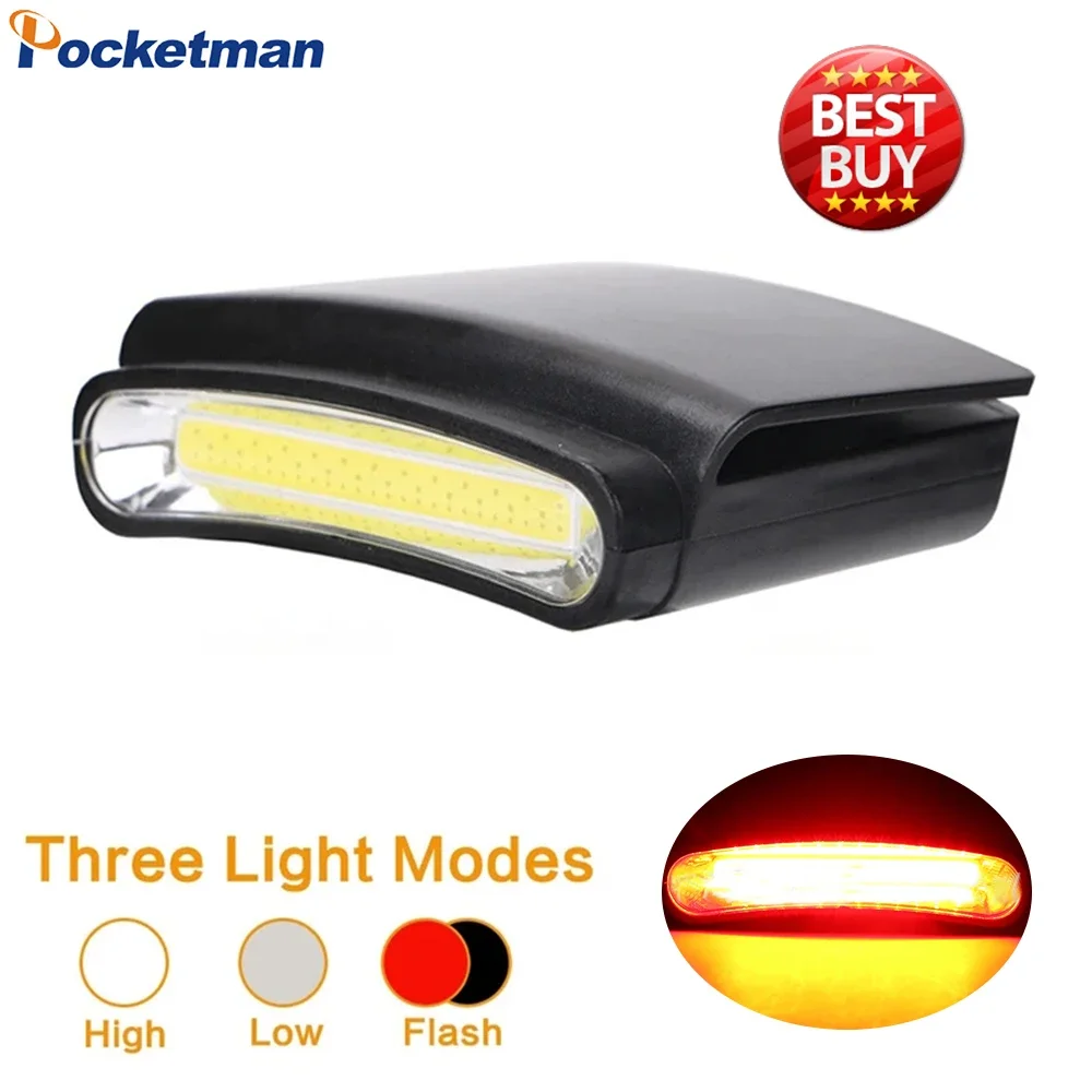 ED Headlight Hat Clip Light Outdoor Hat Brim Light Waterproof Mini Head Front Light Head Flashlight AAA