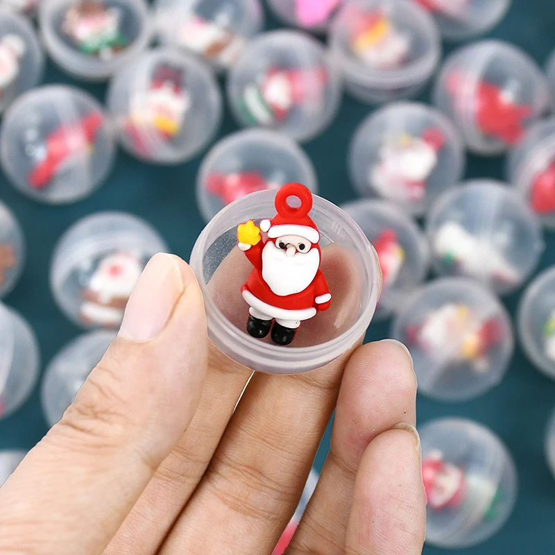 10 ชิ้นตุ๊กตาคริสต์มาส Gacha ของเล่นโปร่งใส Twisted Egg สําหรับ Mini Claw เครื่องของเล่น Carnival Xmas ของขวัญเด็กวันเกิด Party Favors