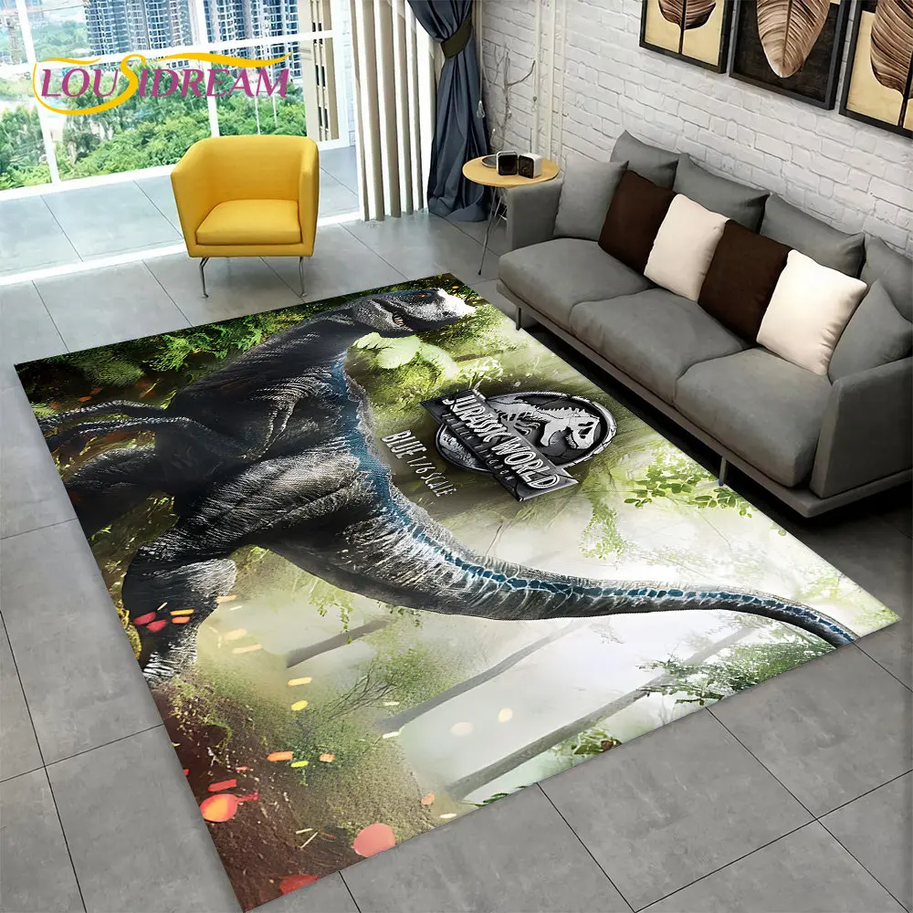 3D Cartoon Jurassic Park Dinosaur Area Rug Large,Carpet Rug for Living Room Bedroom Sofa Doormat Decor,Child Non-slip Floor Mat