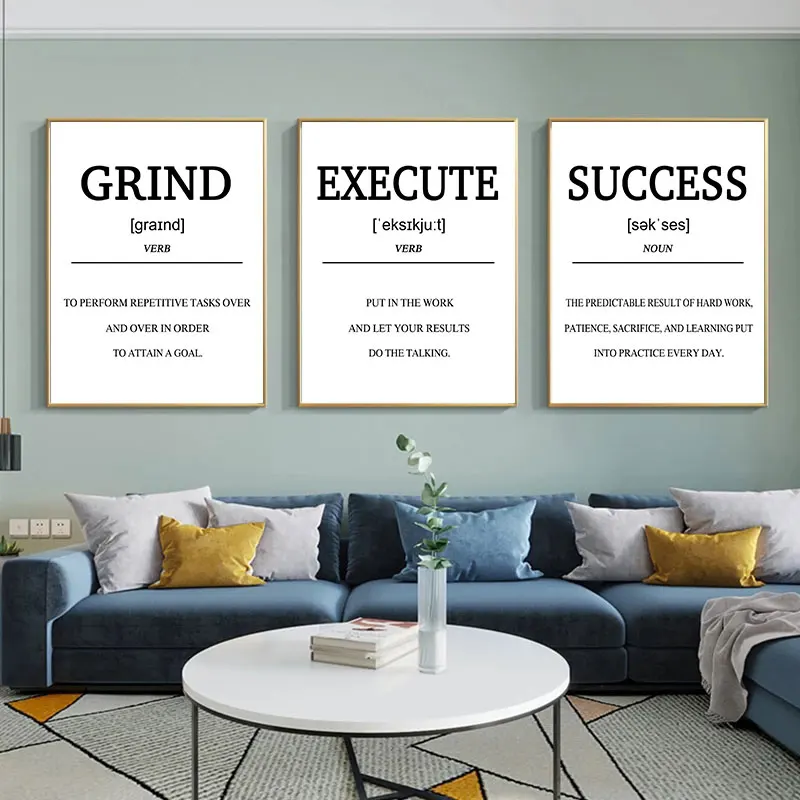 Simple Black White Motivational Quotes Canvas Art Poster Prints Modern Inspirational Wall Decorative Picture for Home