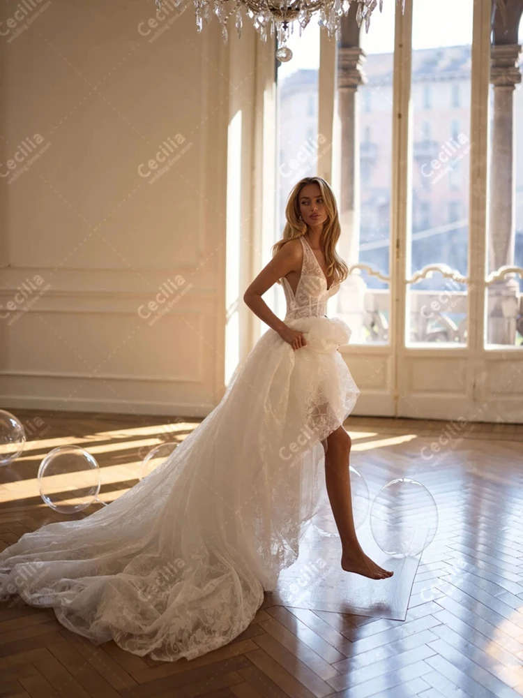 Charming Wedding Dresses A Line Lace Bridal Gowns Sleeveless Backless Robes For Formal Party Pretty Customized Vestidos De Novia