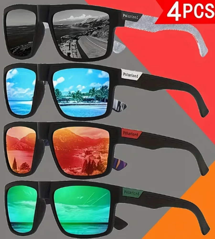 4-teilige modische quadratische Fahrradbrille, geeignet für Outdoor-Freizeitsport-Fahrbrillen, stilvolle Traumgläser für Männer und Frauen