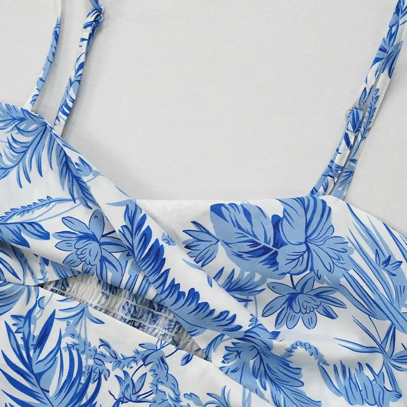 Two Piece Sets Women Dress Sets Skirts Set Print Floral A Line Long Skirt Sexy Sleeveless Strapless Elegant Party High Waist
