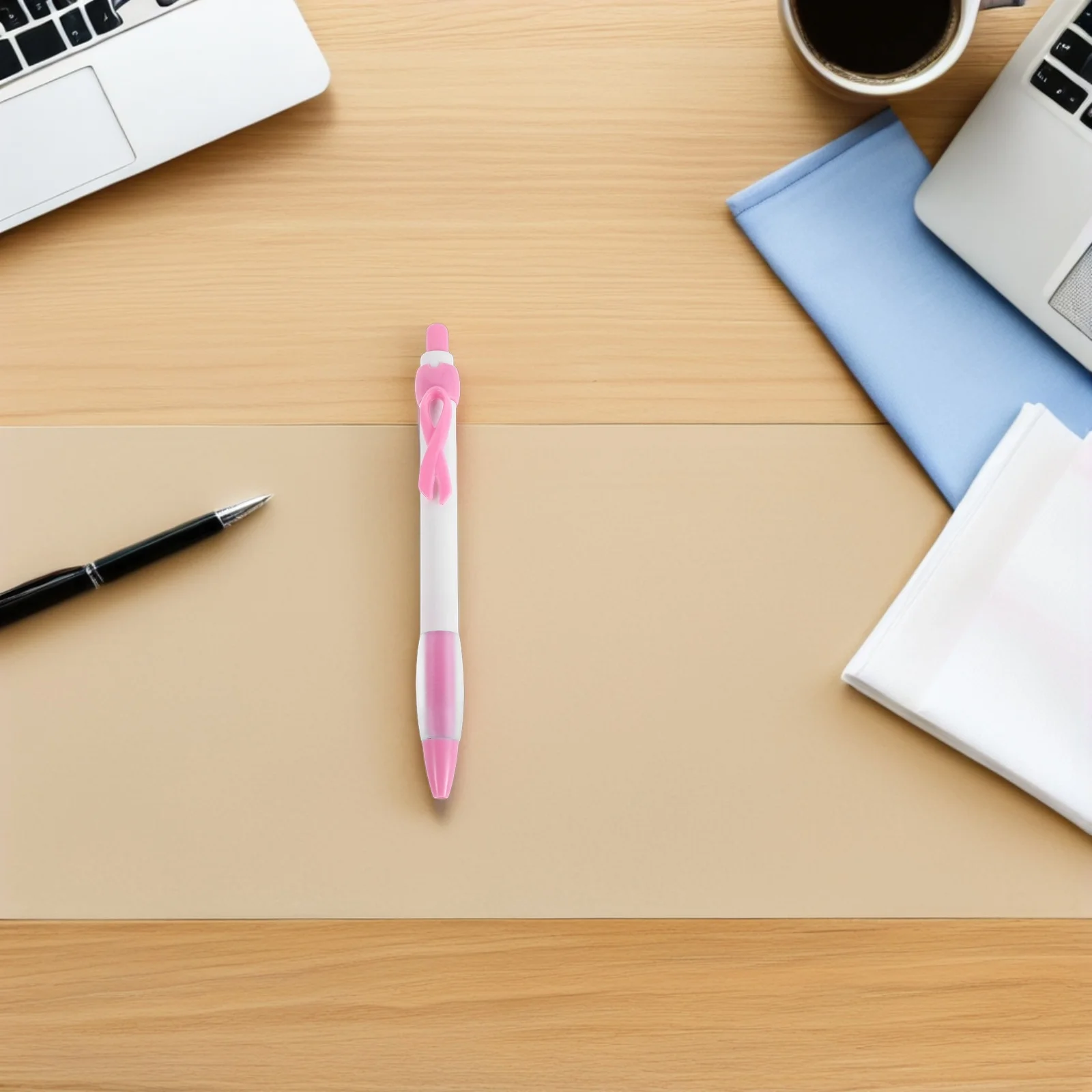 

12pcs Breast Cancer Awareness Ribbon Shaped Soft Grip Retractable Gel Ink Pen For Fundraiser Event Giveaway Classroom Prize