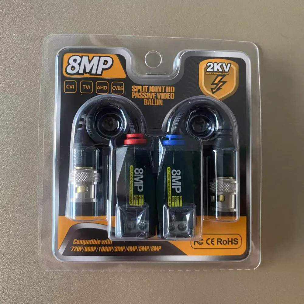جهاز إرسال واستقبال فيديو Balun 8MP HD CVI/TVI/AHD لكاميرا CCTV الأمنية BNC Cat5 CCTV UTP Video Balun