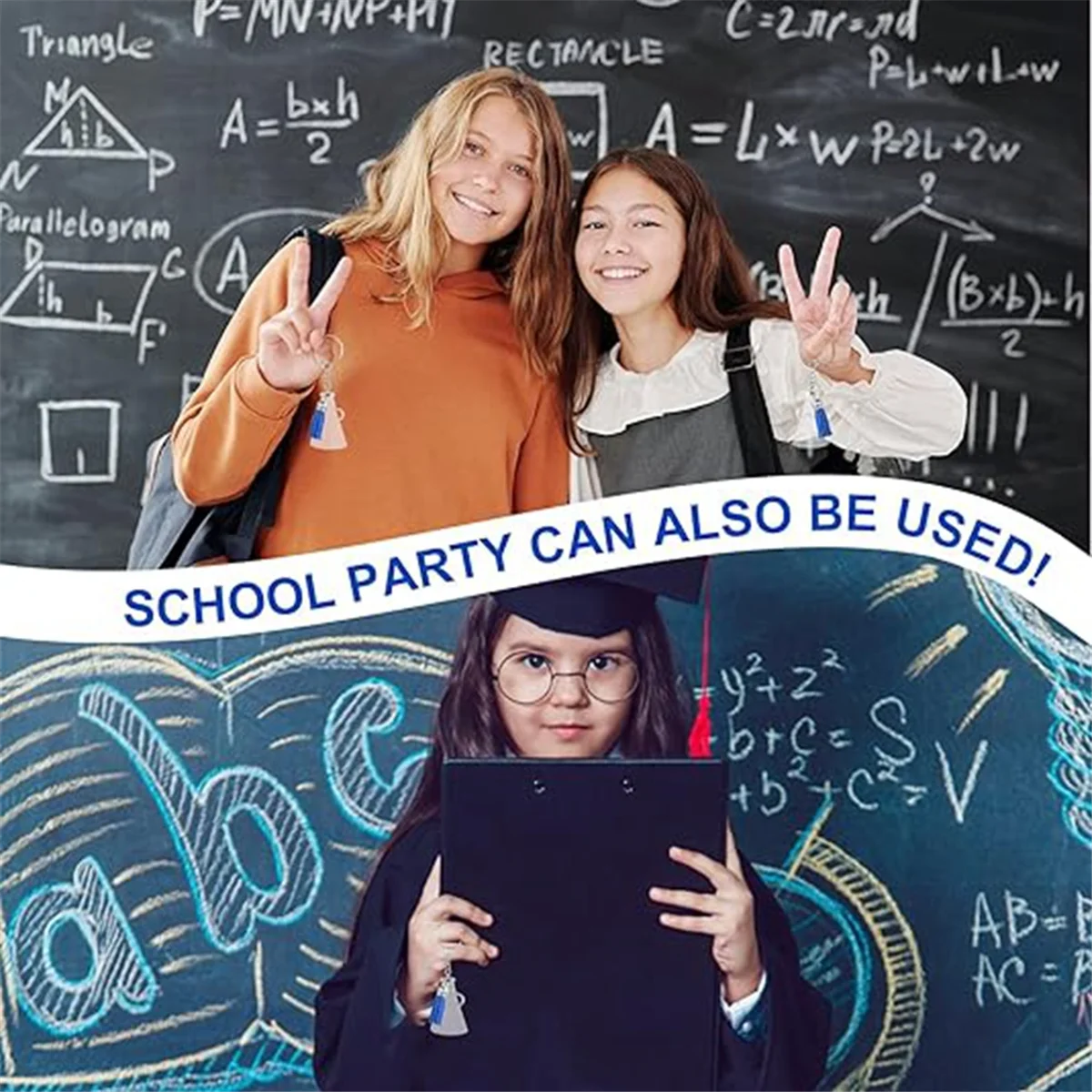 Portachiavi Cheer Megafono con nappa, per progetti di creazione fai-da-te, regalo di laurea, blu